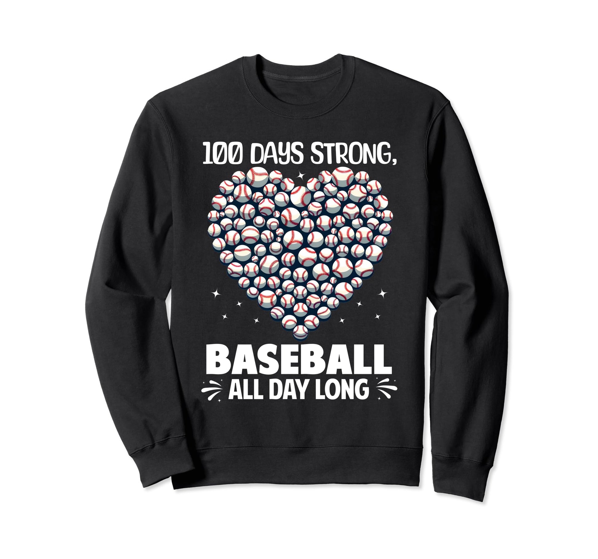 100 Days School Baseball Heart Sweatshirt - Minimalist Print for Adults - T-Shirt, Sweatshirt, Hoodie