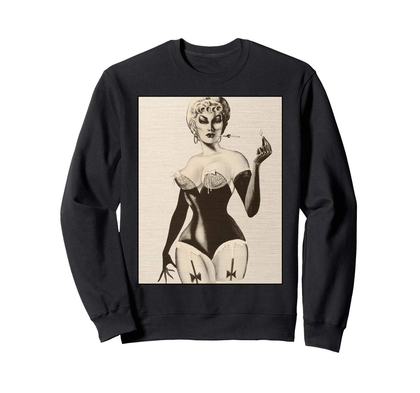 Elegant Pin Up Seductive Corset And Sweatshirt - Trendy Graphic for Adults - T-Shirt, Sweatshirt, Hoodie