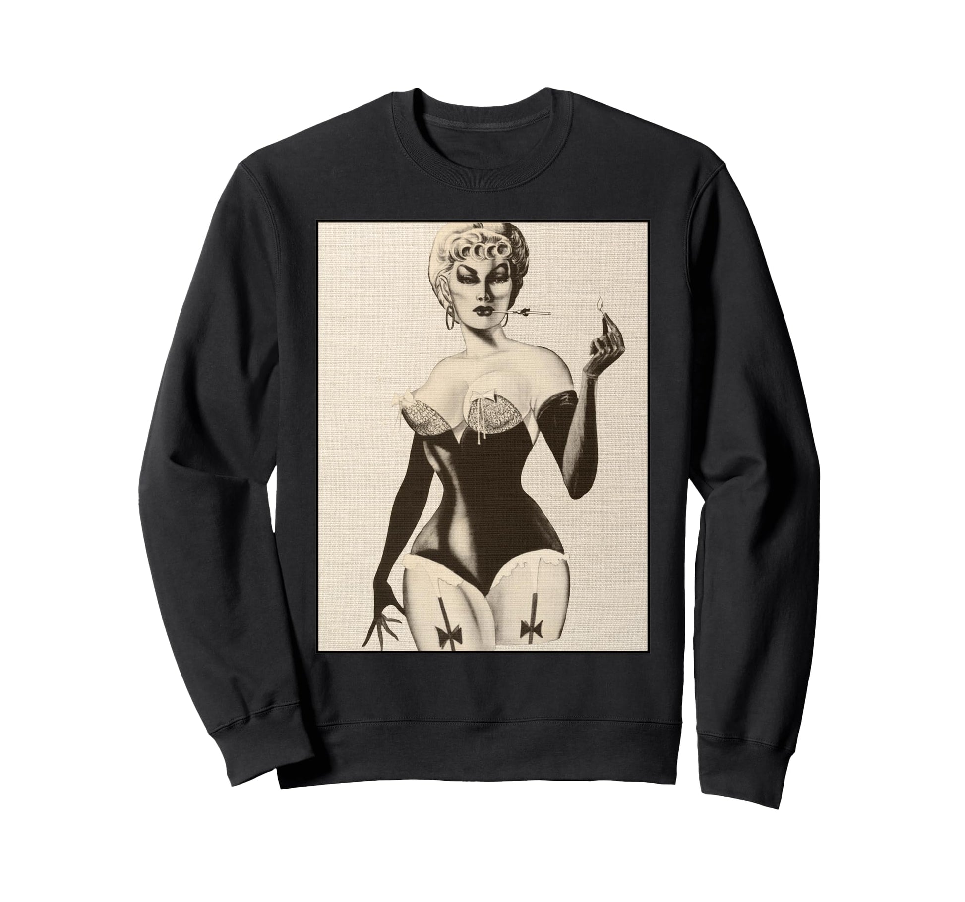 Elegant Pin Up Seductive Corset And Sweatshirt - Trendy Graphic for Adults - T-Shirt, Sweatshirt, Hoodie