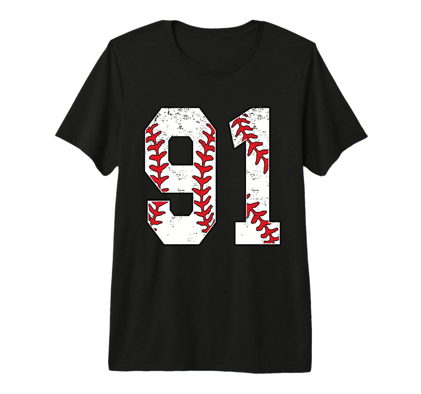 Number 91 Baseball 91 Jersey Number T-Shirt - Custom Art Print Men Women - T-Shirt, Sweatshirt, Hoodie