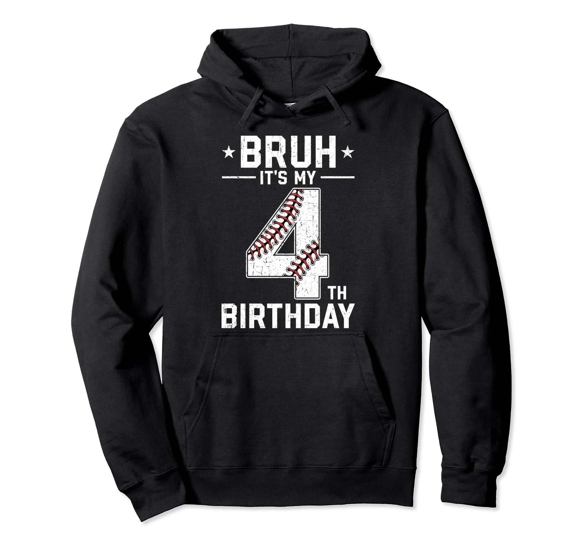 4 Year Old Birthday Baseball Bruh Hoodie - Aesthetic Graphic for Adults - T-Shirt, Sweatshirt, Hoodie