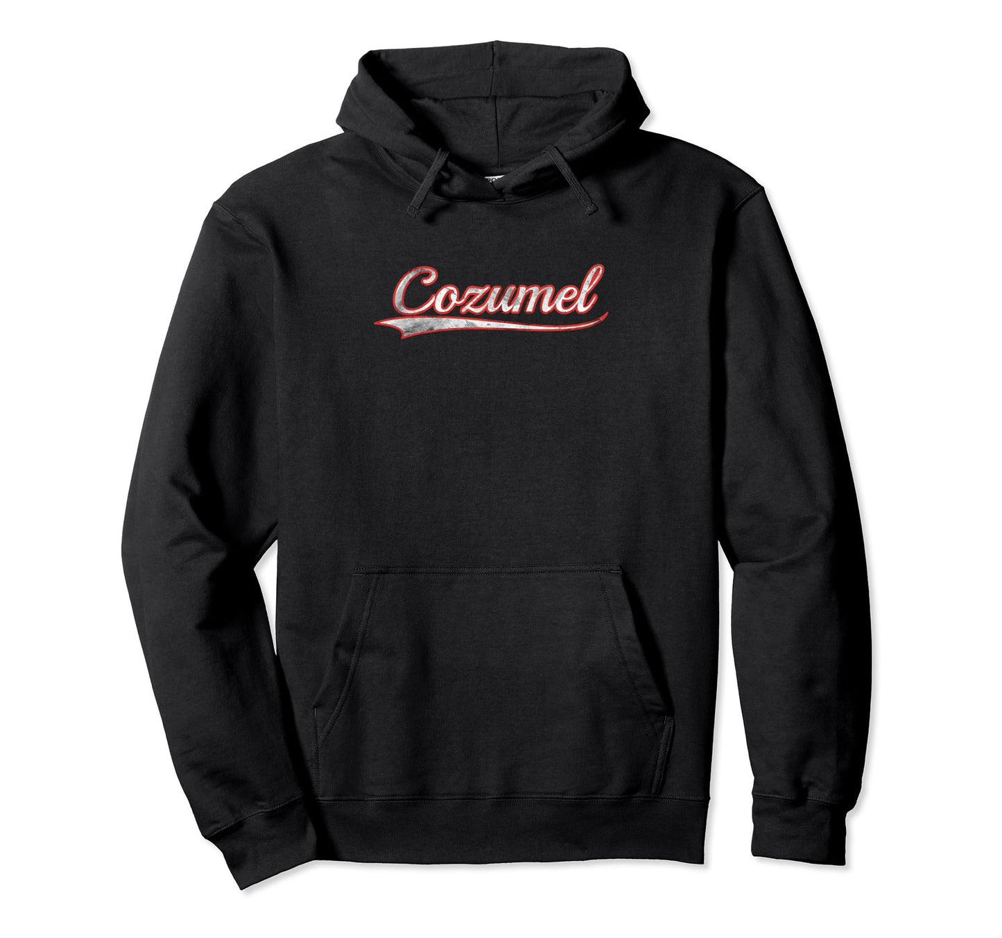 Cozumel Varsity Distressed Throwback Hoodie - Novelty Apparel Unisex - T-Shirt, Sweatshirt, Hoodie