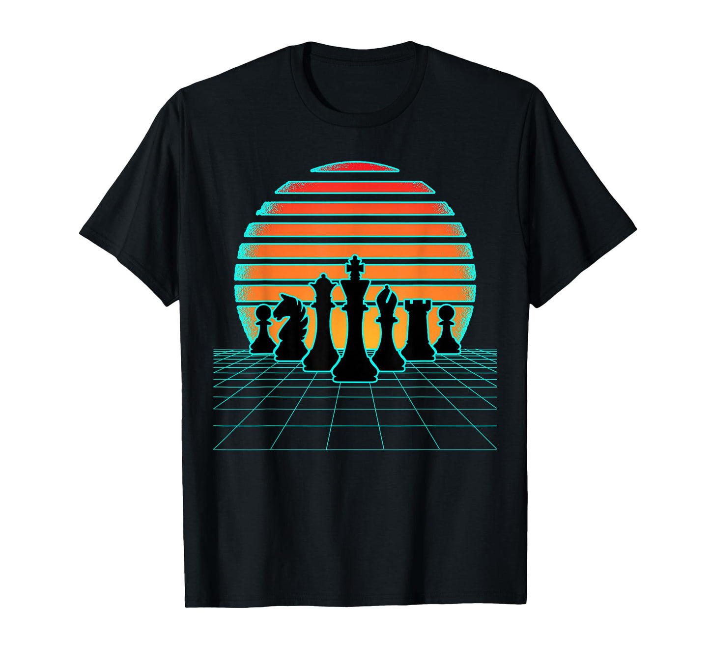 Retrowave Chess Pieces Aesthetic 80S T-Shirt - Aesthetic Graphic Men Women - T-Shirt, Sweatshirt, Hoodie