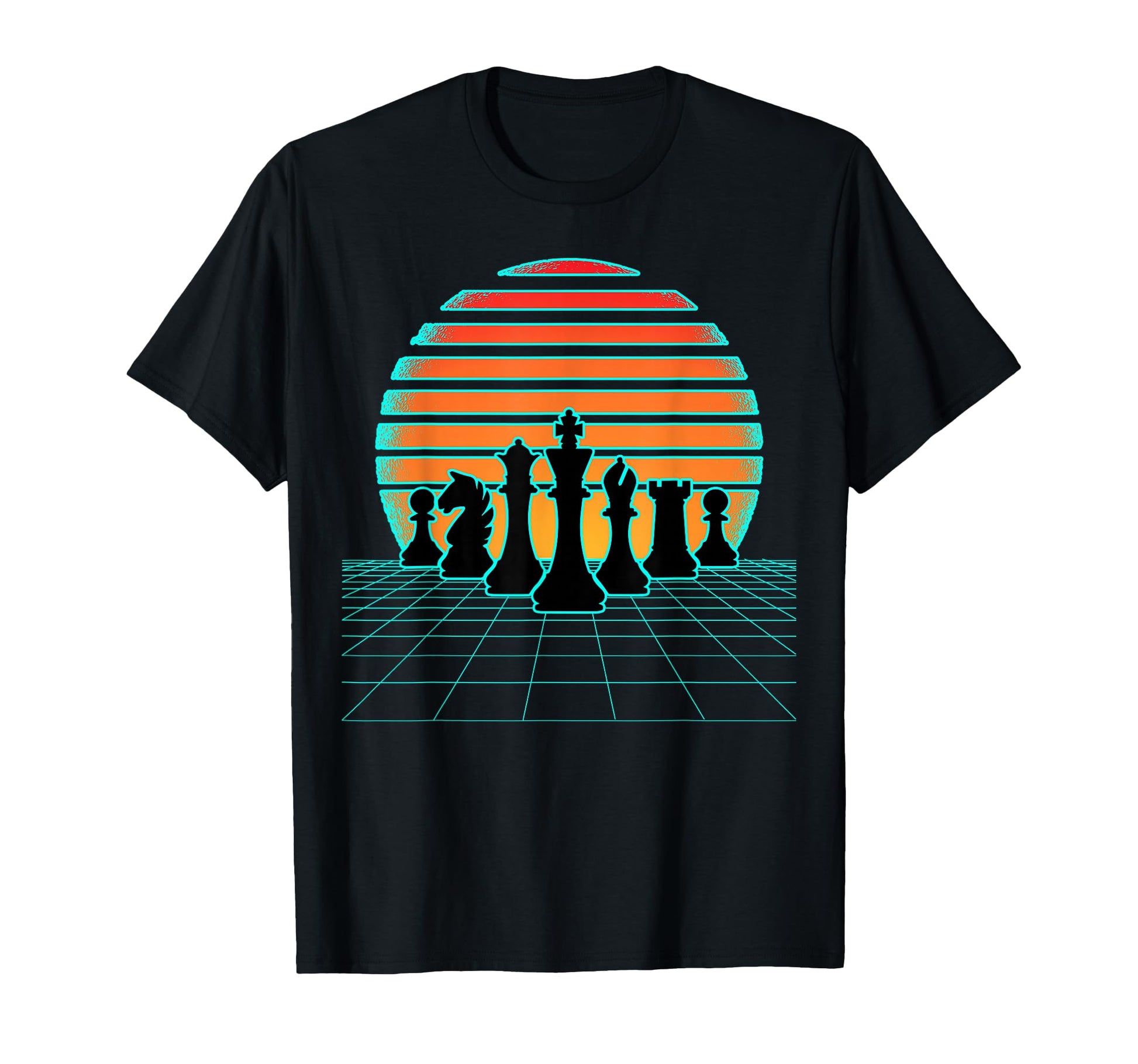 Retrowave Chess Pieces Aesthetic 80S T-Shirt - Aesthetic Graphic Men Women - T-Shirt, Sweatshirt, Hoodie