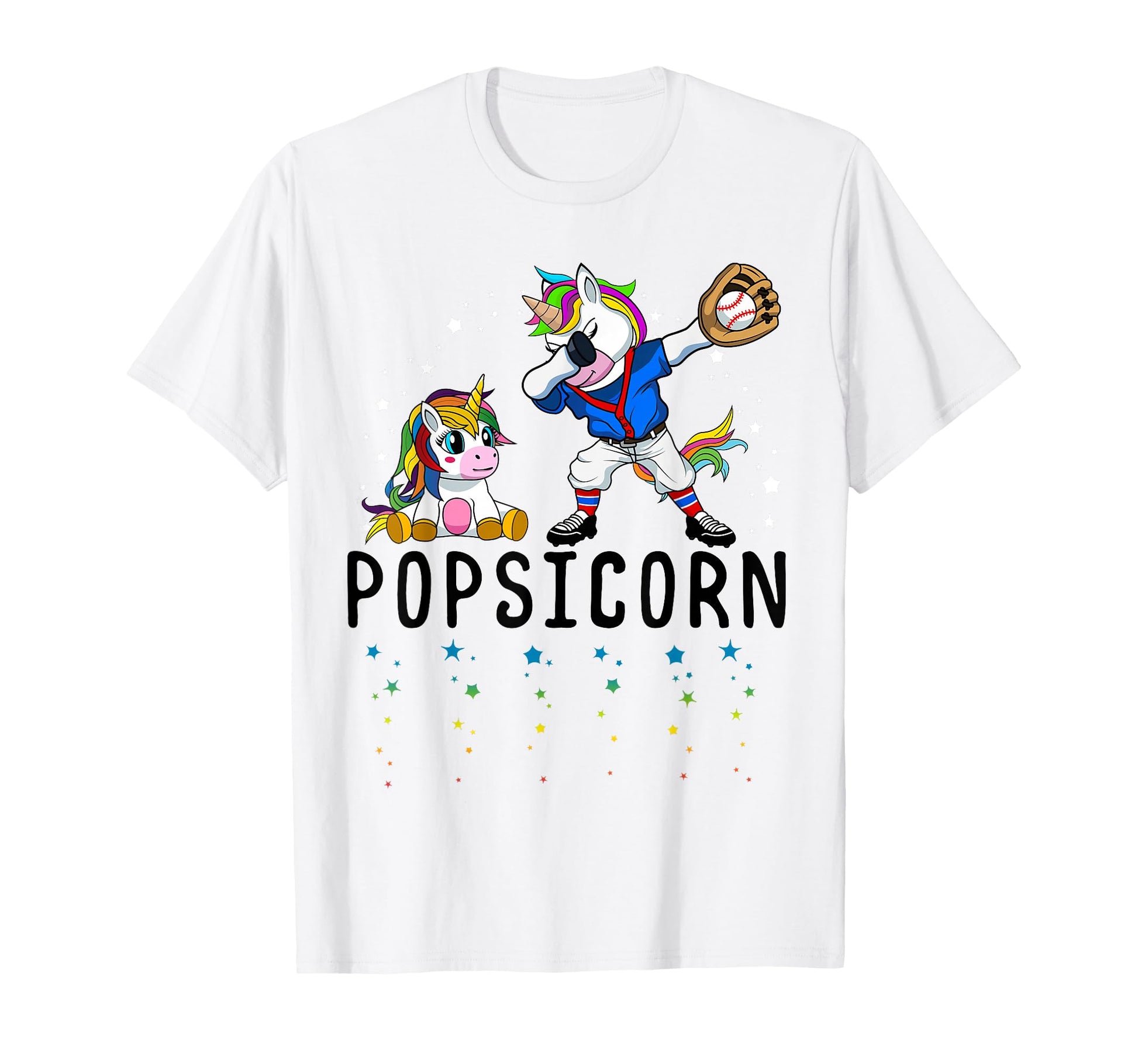 White Popsicorn Unicorn Baseball T-Shirt - Aesthetic Graphic for Adults - T-Shirt, Sweatshirt, Hoodie