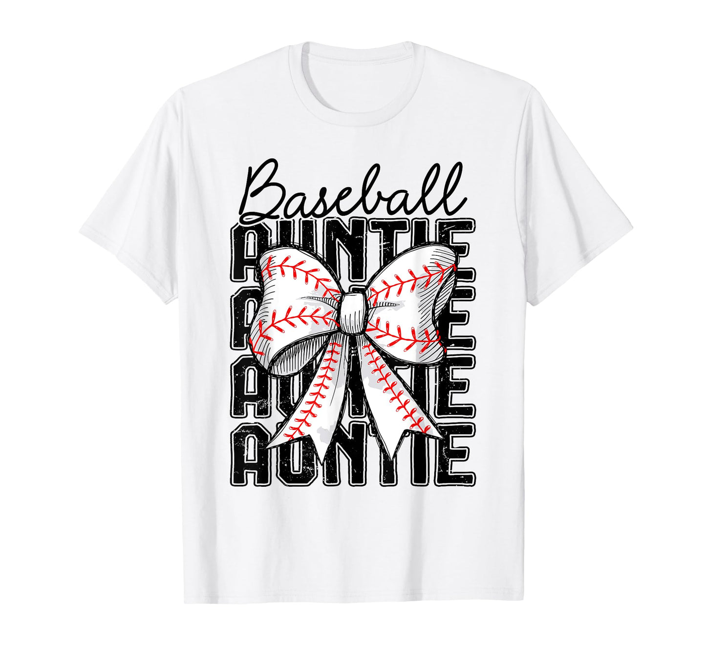 Baseball Auntie Coquette Bow Baseball T-Shirt - Novelty Apparel Unisex - T-Shirt, Sweatshirt, Hoodie