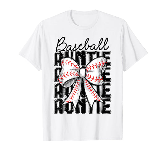 Baseball Auntie Coquette Bow Baseball T-Shirt - Novelty Apparel Unisex - T-Shirt, Sweatshirt, Hoodie