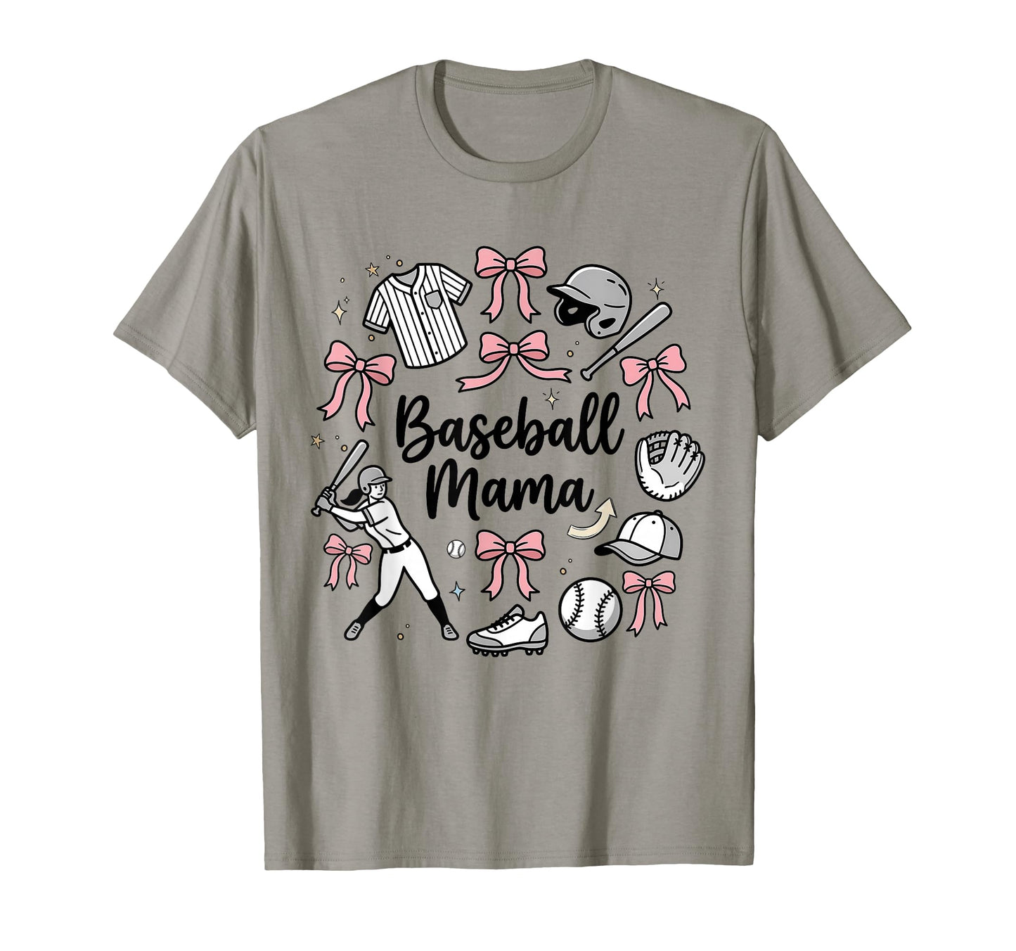 Baseball Mama Bows Aesthetic Sporty T-Shirt - Casual Everyday Wear Unisex - T-Shirt, Sweatshirt, Hoodie
