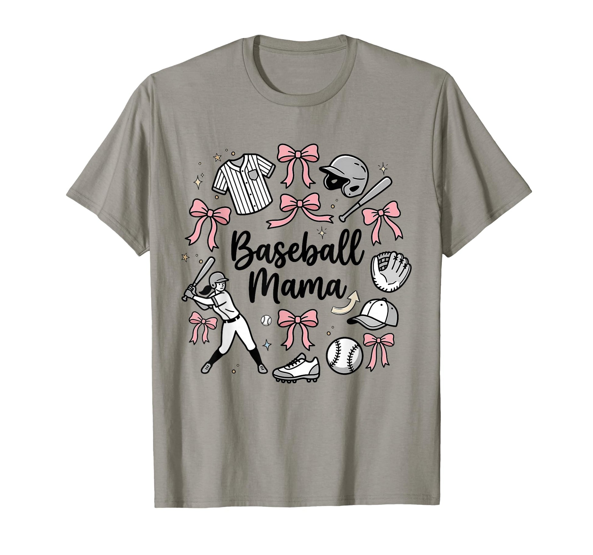 Baseball Mama Bows Aesthetic Sporty T-Shirt - Casual Everyday Wear Unisex - T-Shirt, Sweatshirt, Hoodie