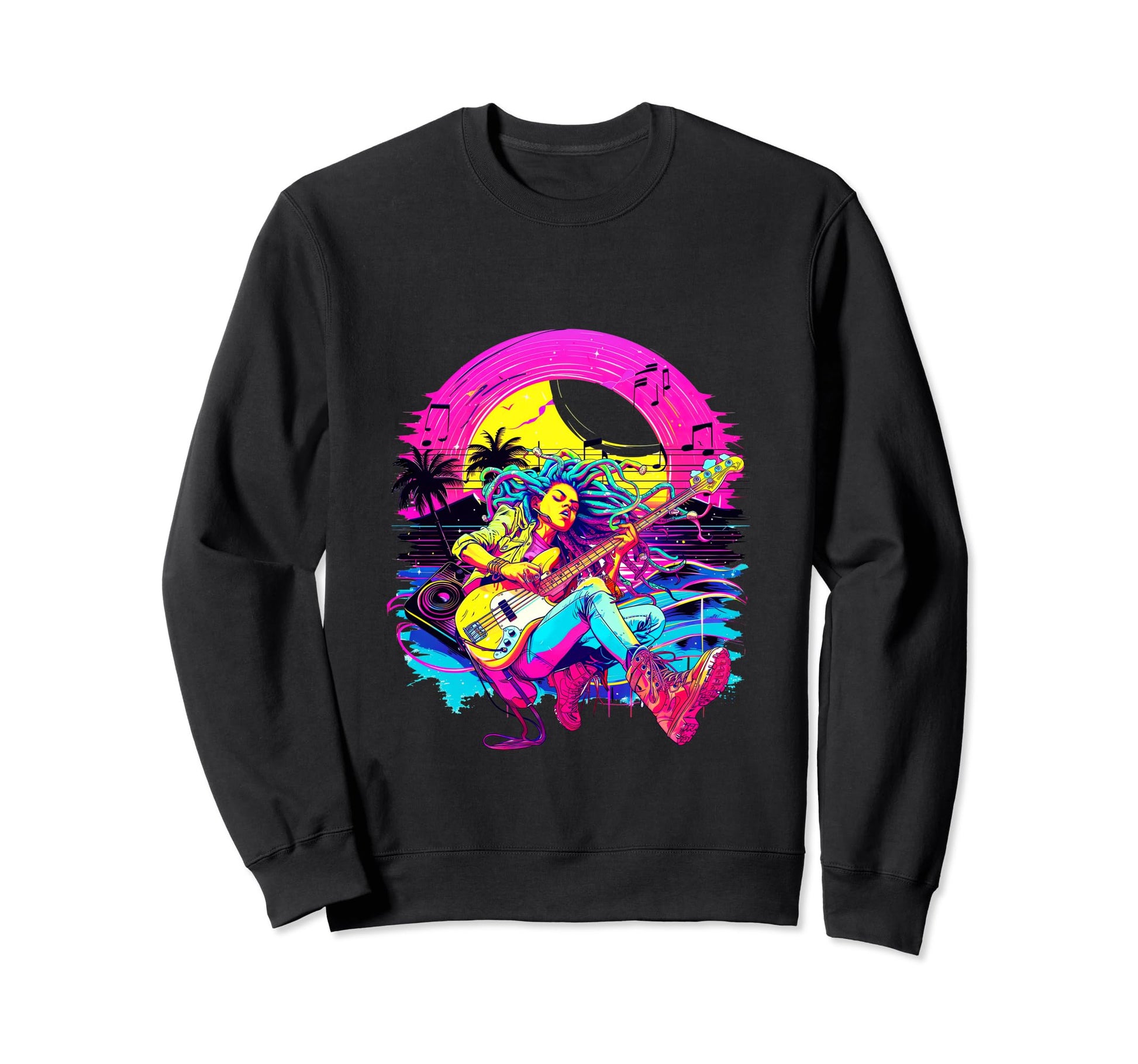80S 90S Streetwear Synthwave Guitar Sweatshirt - Novelty Apparel Men Women - T-Shirt, Sweatshirt, Hoodie