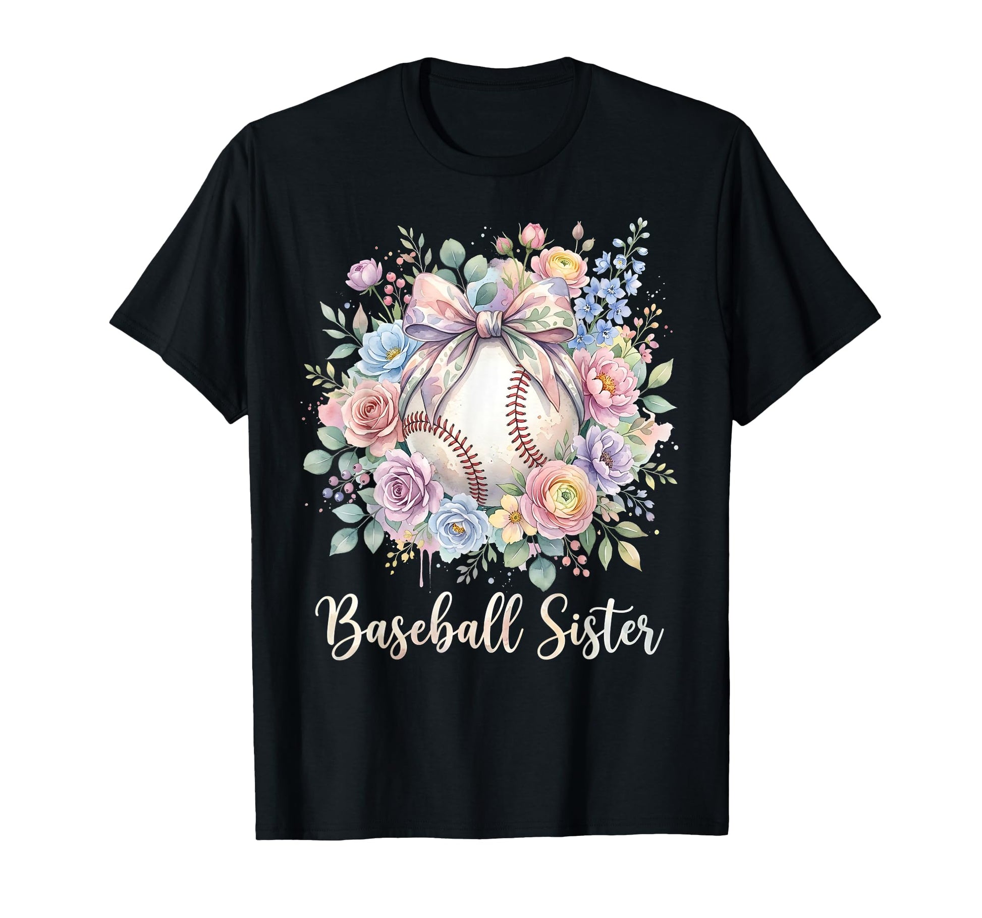 Baseball Sister Coquette Bow Baseball Sport T-Shirt - Graphic Print Unisex - T-Shirt, Sweatshirt, Hoodie