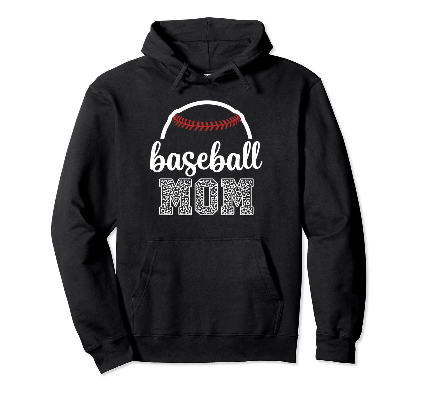 Baseball Mom Leopard Baseball Game Hoodie - Fun Novelty Design for Adults - T-Shirt, Sweatshirt, Hoodie