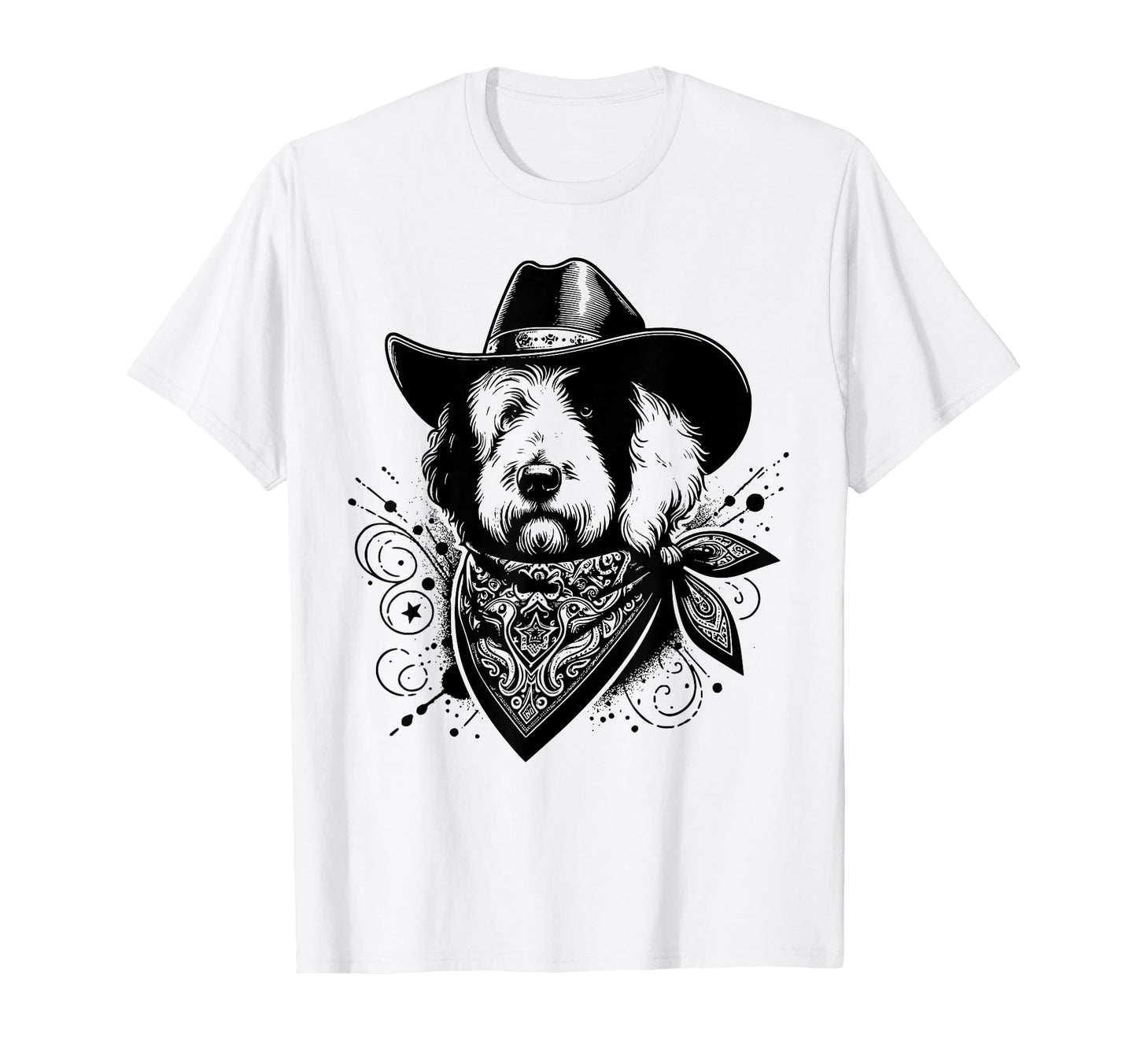 Old English Sheepdog Western Cowboy 90S T-Shirt - Trendy Graphic Unisex - T-Shirt, Sweatshirt, Hoodie