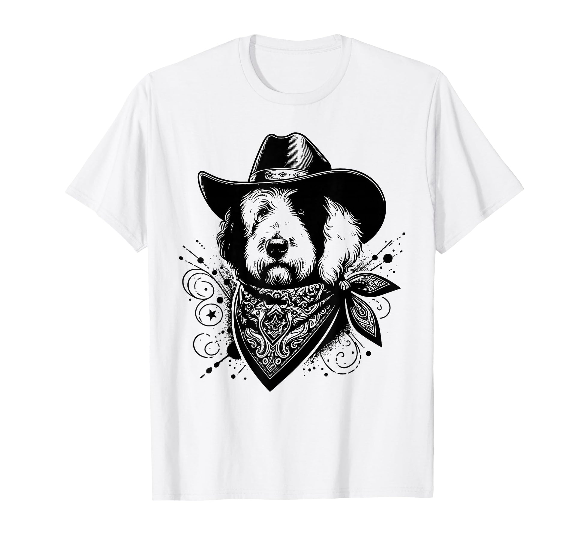 Old English Sheepdog Western Cowboy 90S T-Shirt - Trendy Graphic Unisex - T-Shirt, Sweatshirt, Hoodie