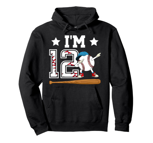 12Th Baseball Birthday Twelve Year Old Hoodie - Streetwear Style Men Women - T-Shirt, Sweatshirt, Hoodie