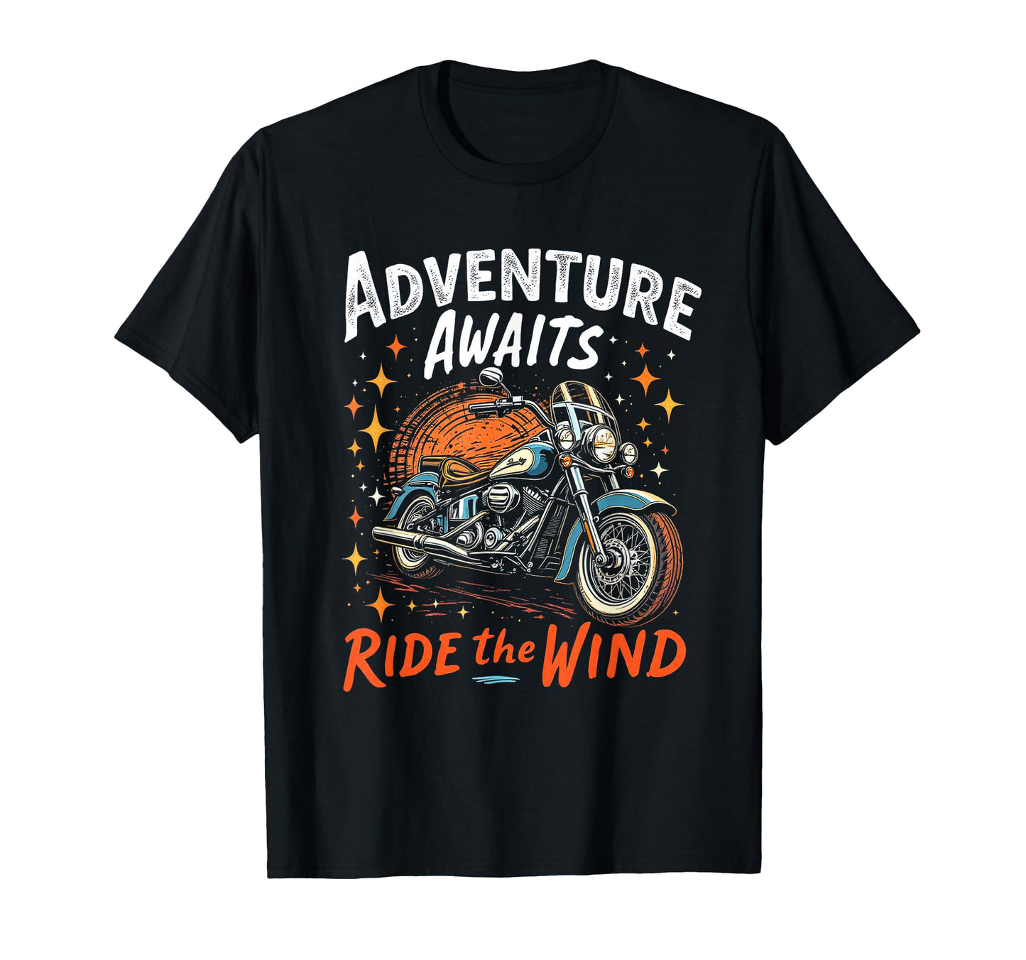 Adventure Awaits Ride Wind Motorcycle T-Shirt - Minimalist Print for Adults - T-Shirt, Sweatshirt, Hoodie