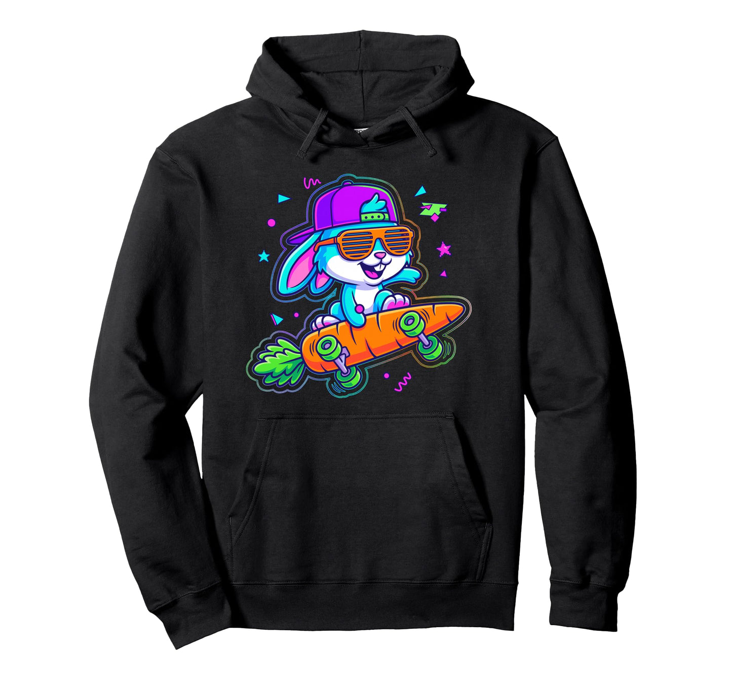 90S Skater Bunny Carrot Skateboard Y2K Hoodie - Trendy Graphic for Adults - T-Shirt, Sweatshirt, Hoodie