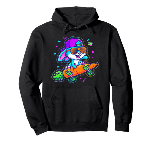 90S Skater Bunny Carrot Skateboard Y2K Hoodie - Trendy Graphic for Adults - T-Shirt, Sweatshirt, Hoodie