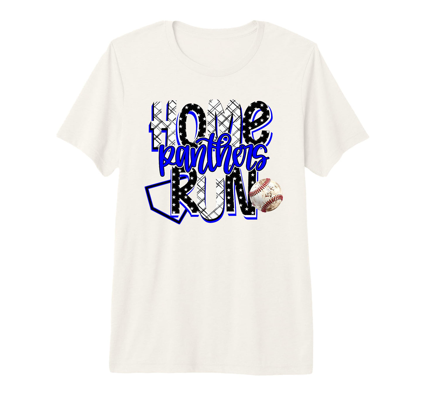 Home Run Panthers Baseball Blue Black T-Shirt - Trendy Graphic for Adults - T-Shirt, Sweatshirt, Hoodie