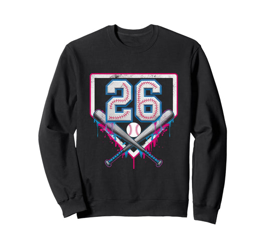 26Th Birthday Baseball Home Ice Sweatshirt - Casual Everyday Wear Unisex - T-Shirt, Sweatshirt, Hoodie