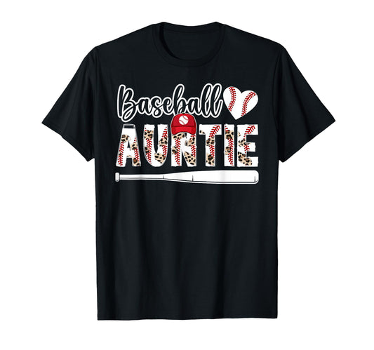 Baseball Auntie Leopard Baseball T-Shirt - Casual Everyday Wear Unisex - T-Shirt, Sweatshirt, Hoodie