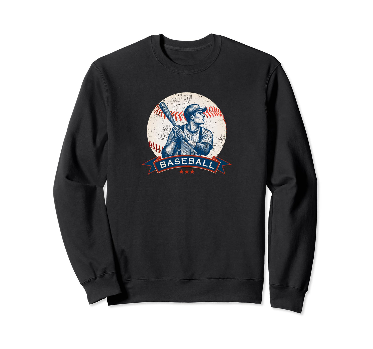 Distressed Baseball Batter Baseball Sweatshirt - Graphic Print Unisex - T-Shirt, Sweatshirt, Hoodie