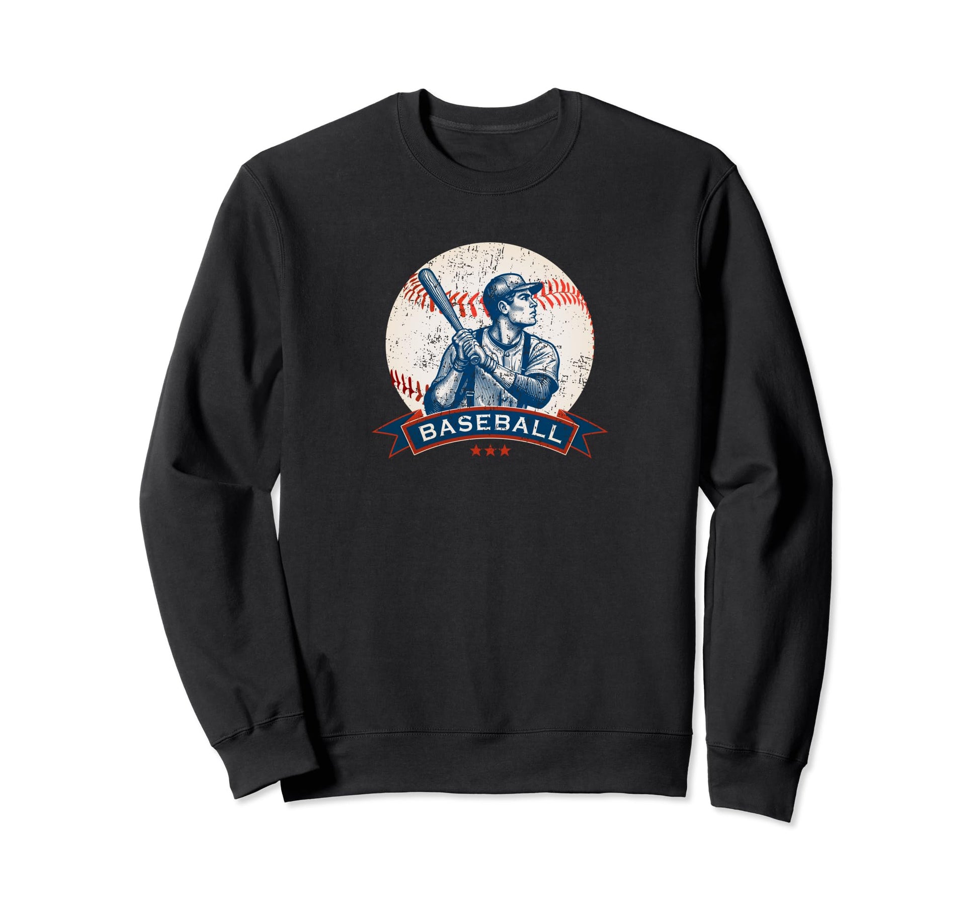 Distressed Baseball Batter Baseball Sweatshirt - Graphic Print Unisex - T-Shirt, Sweatshirt, Hoodie