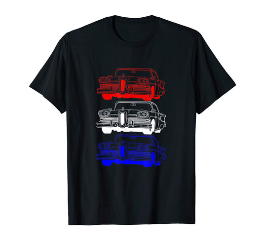 American Muscle Red White Blue Car Show T-Shirt - Trendy Graphic Unisex - T-Shirt, Sweatshirt, Hoodie