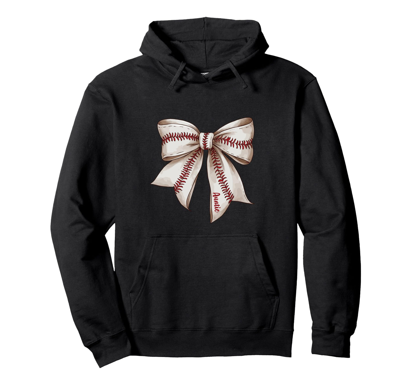 Auntie Baseball Bow Aunt Hoodie - Fun Novelty Design for Adults - T-Shirt, Sweatshirt, Hoodie