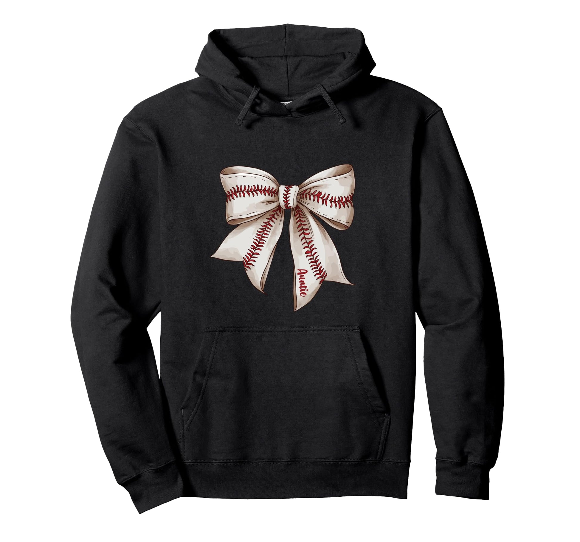 Auntie Baseball Bow Aunt Hoodie - Fun Novelty Design for Adults - T-Shirt, Sweatshirt, Hoodie