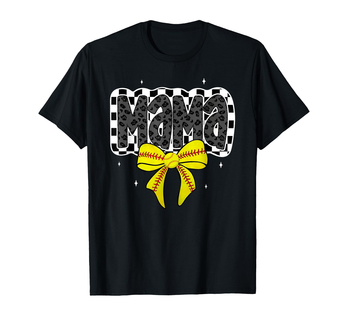 Mama Softball Checkered Coquette T-Shirt - Casual Everyday Wear for Adults - T-Shirt, Sweatshirt, Hoodie
