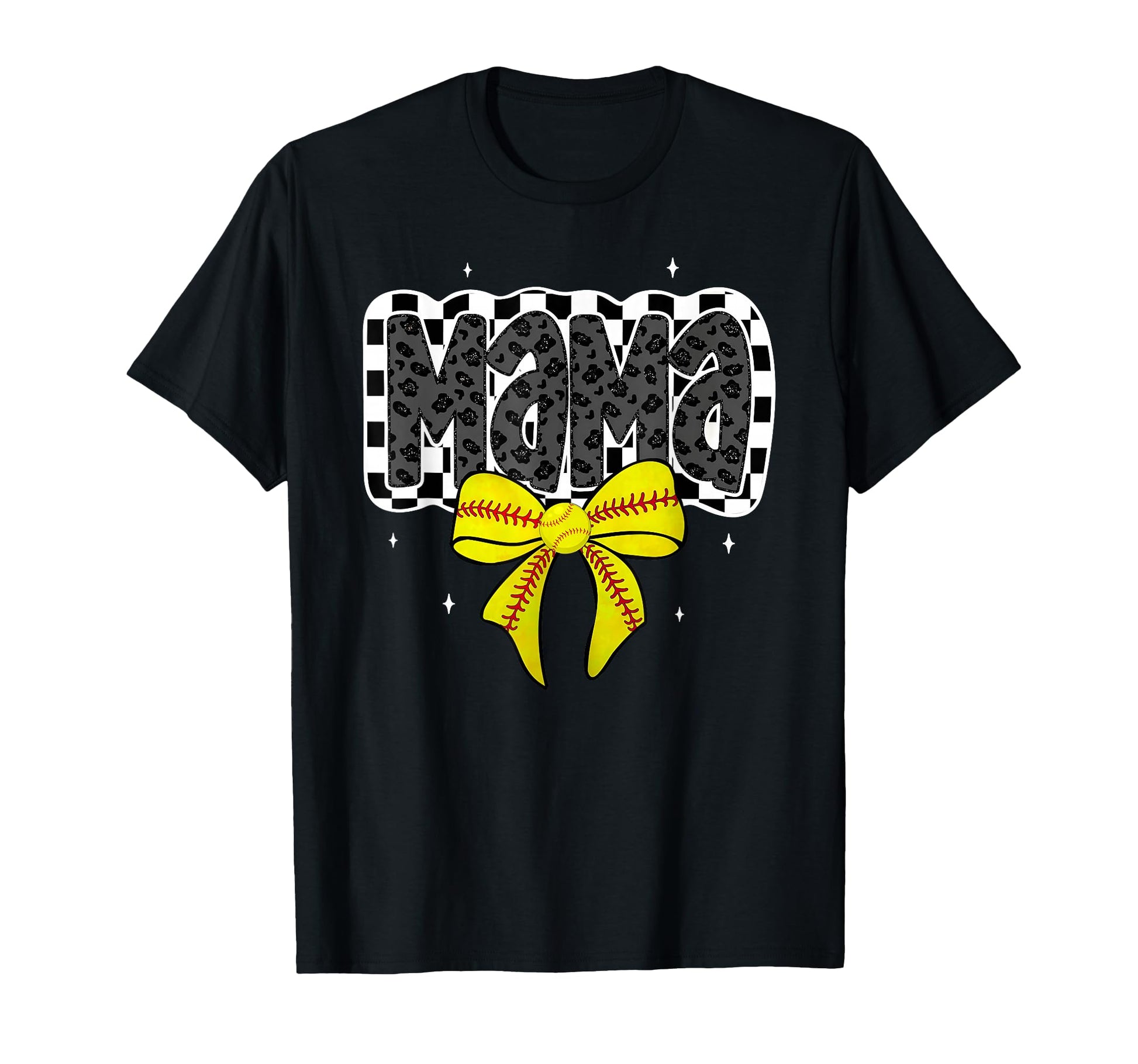 Mama Softball Checkered Coquette T-Shirt - Casual Everyday Wear for Adults - T-Shirt, Sweatshirt, Hoodie