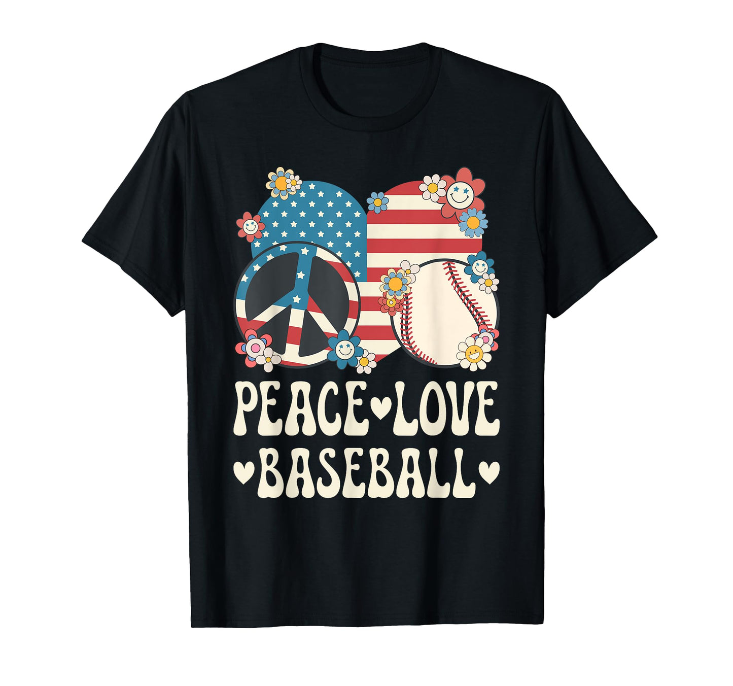 Peace Love Baseball Lover American T-Shirt - Novelty Apparel Men Women - T-Shirt, Sweatshirt, Hoodie