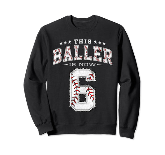 6 Years Old Birthday Baseball Theme Sweatshirt - Unique Graphic Men Women - T-Shirt, Sweatshirt, Hoodie