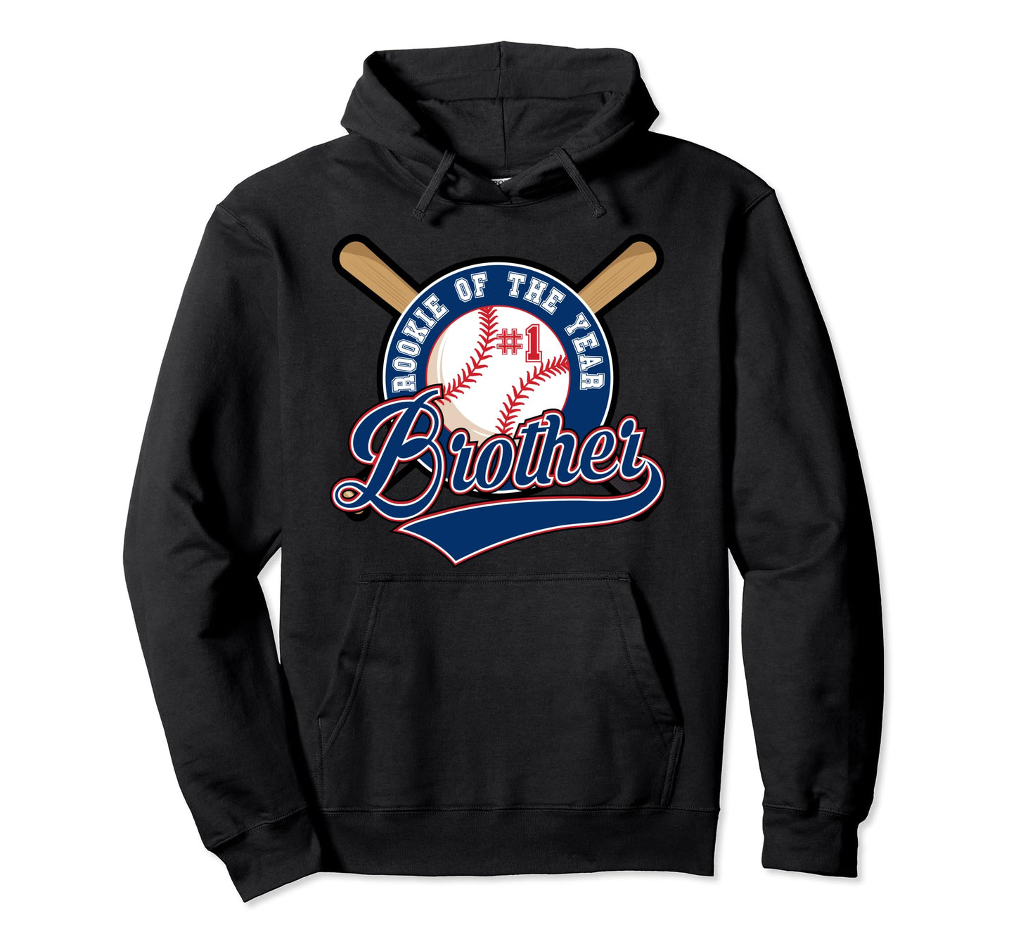 Brother Rookie 1St Birthday Baseball Hoodie - Trendy Graphic for Adults - T-Shirt, Sweatshirt, Hoodie