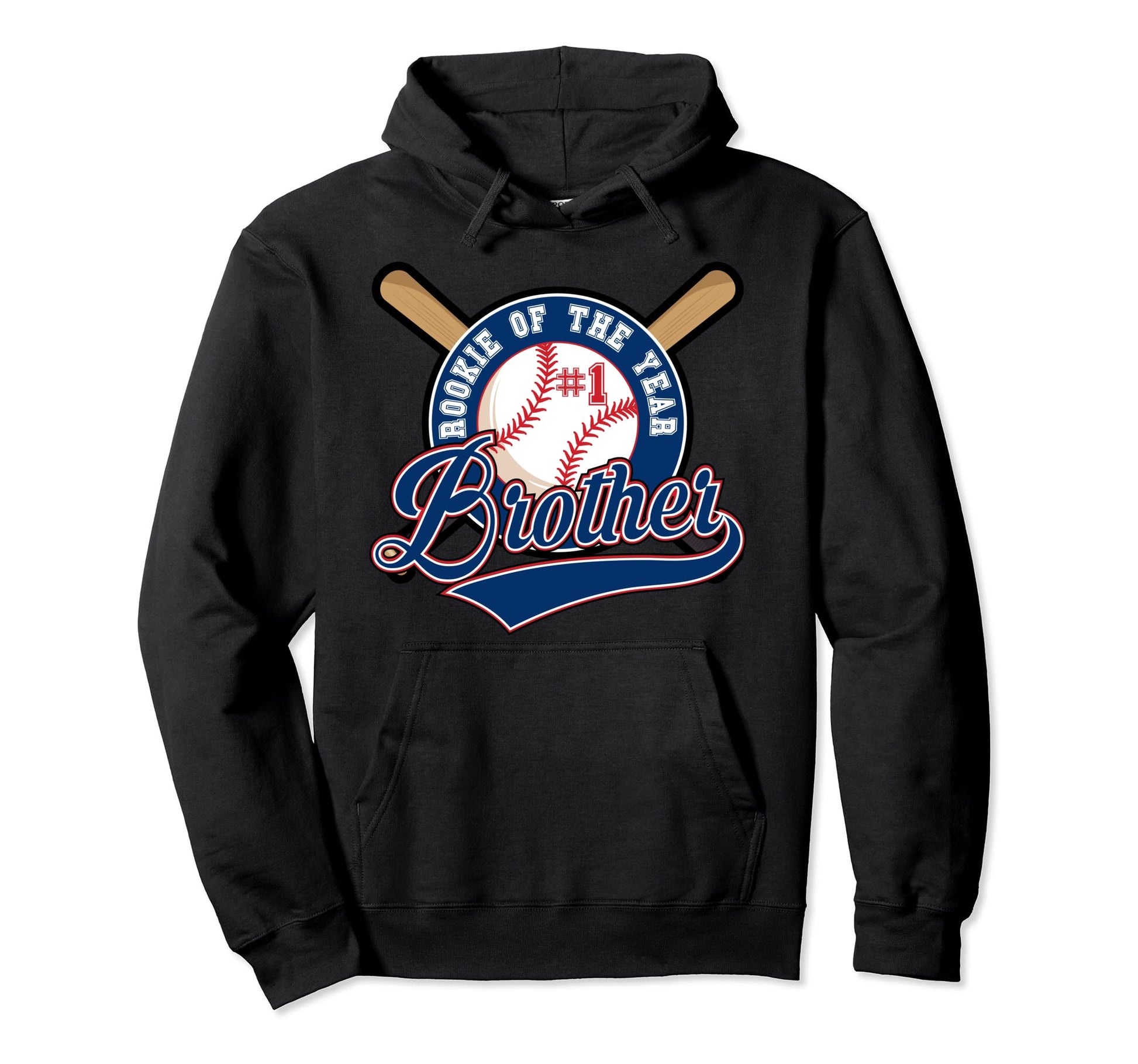 Brother Rookie 1St Birthday Baseball Hoodie - Trendy Graphic for Adults - T-Shirt, Sweatshirt, Hoodie