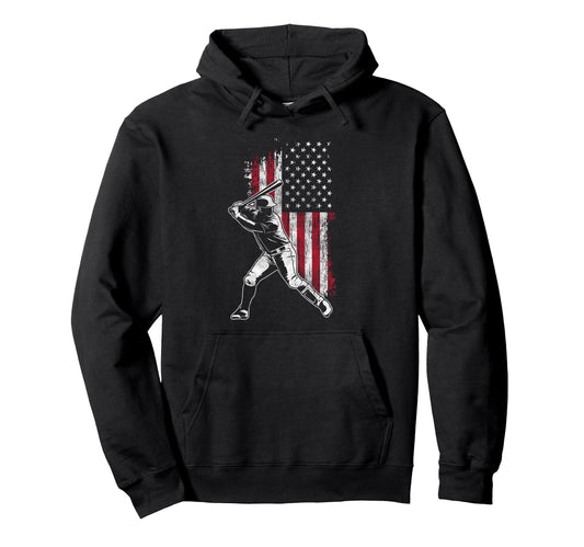 American Flag Baseball Batter Hoodie - Custom Art Print Men Women - T-Shirt, Sweatshirt, Hoodie