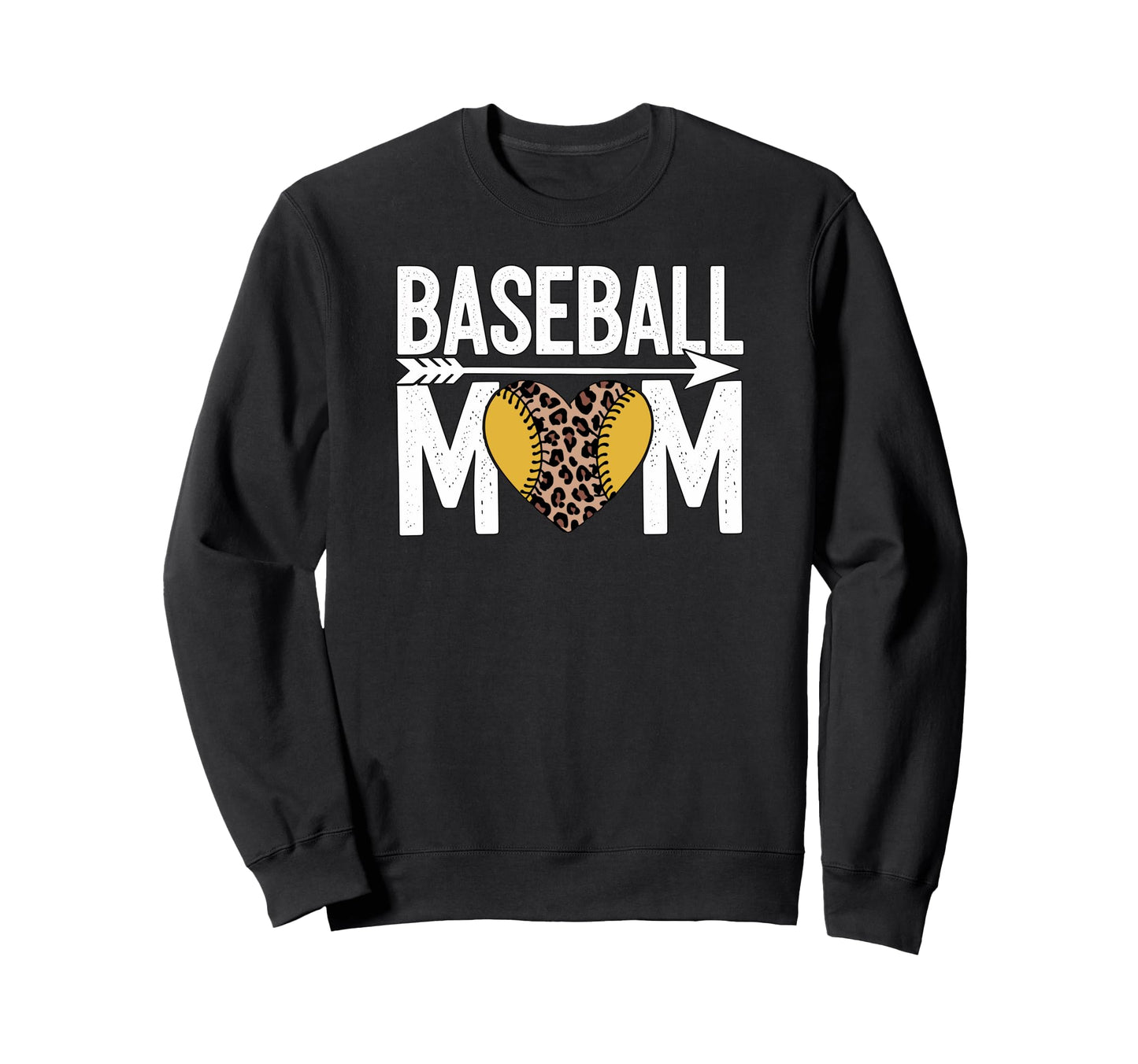 Baseball Mom Leopard Heart Sports Sweatshirt - Minimalist Print Men Women - T-Shirt, Sweatshirt, Hoodie