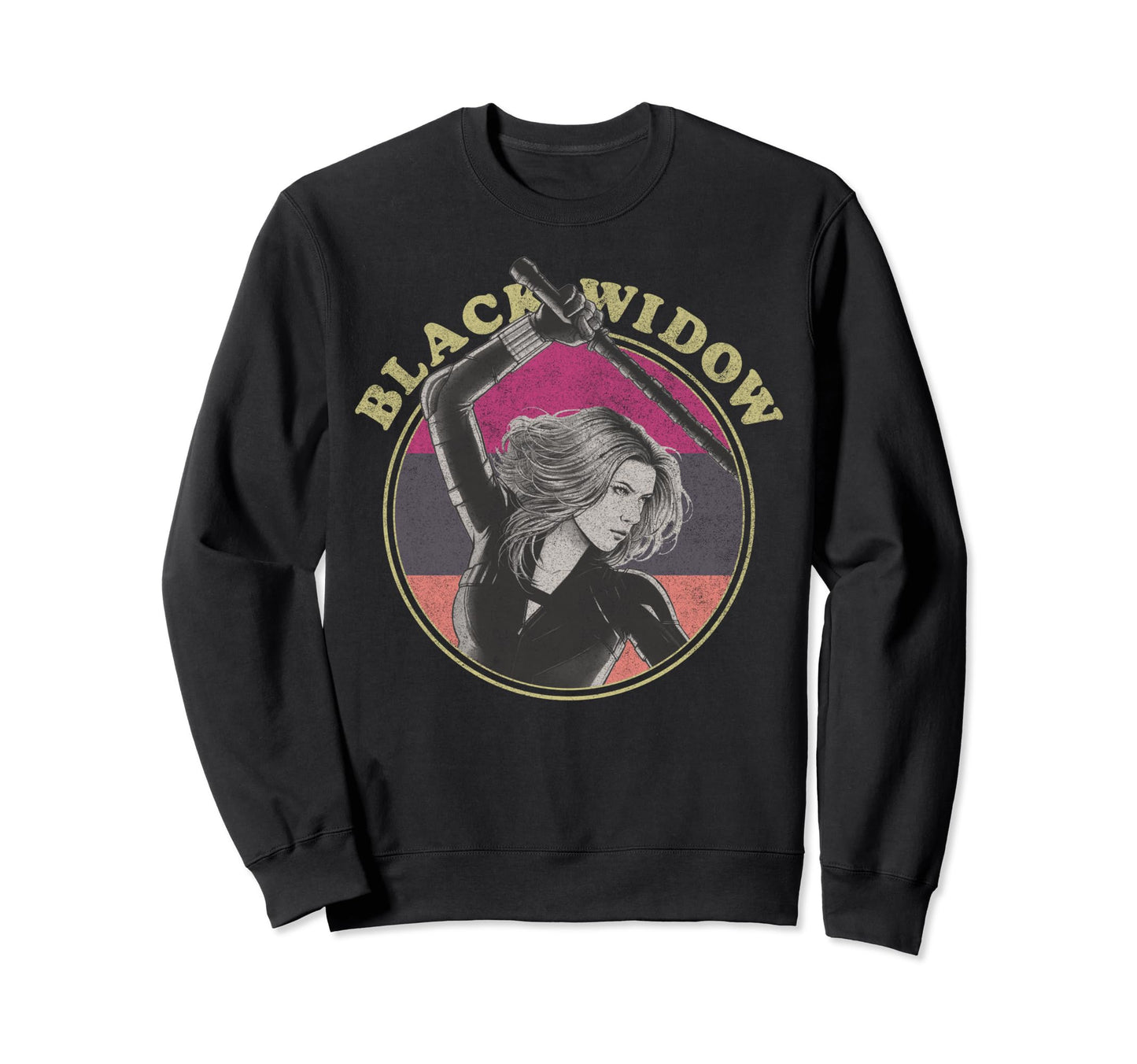 Marvel Black Widow Stripe Circle Sweatshirt - Novelty Apparel Unisex - T-Shirt, Sweatshirt, Hoodie