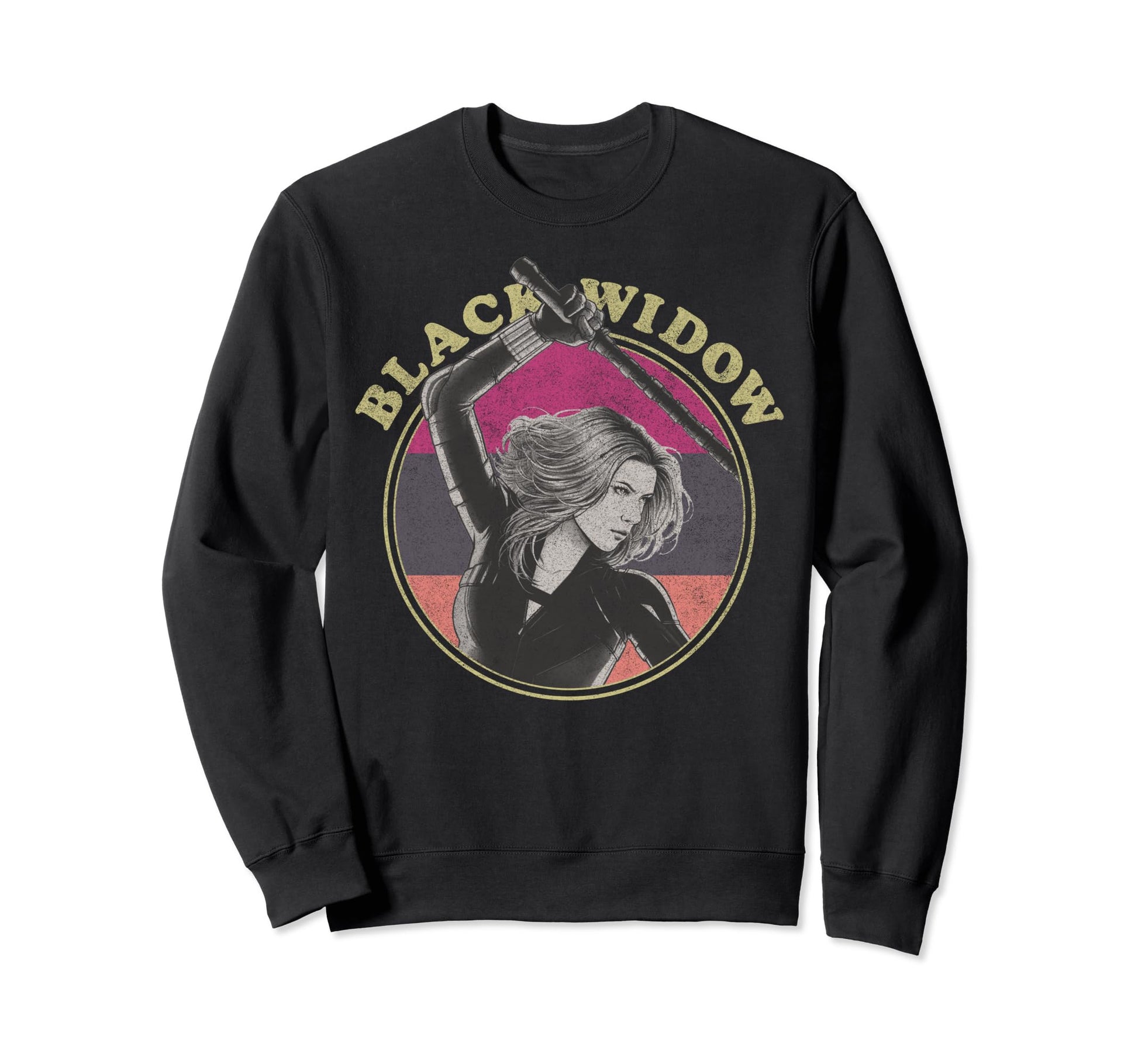 Marvel Black Widow Stripe Circle Sweatshirt - Novelty Apparel Unisex - T-Shirt, Sweatshirt, Hoodie