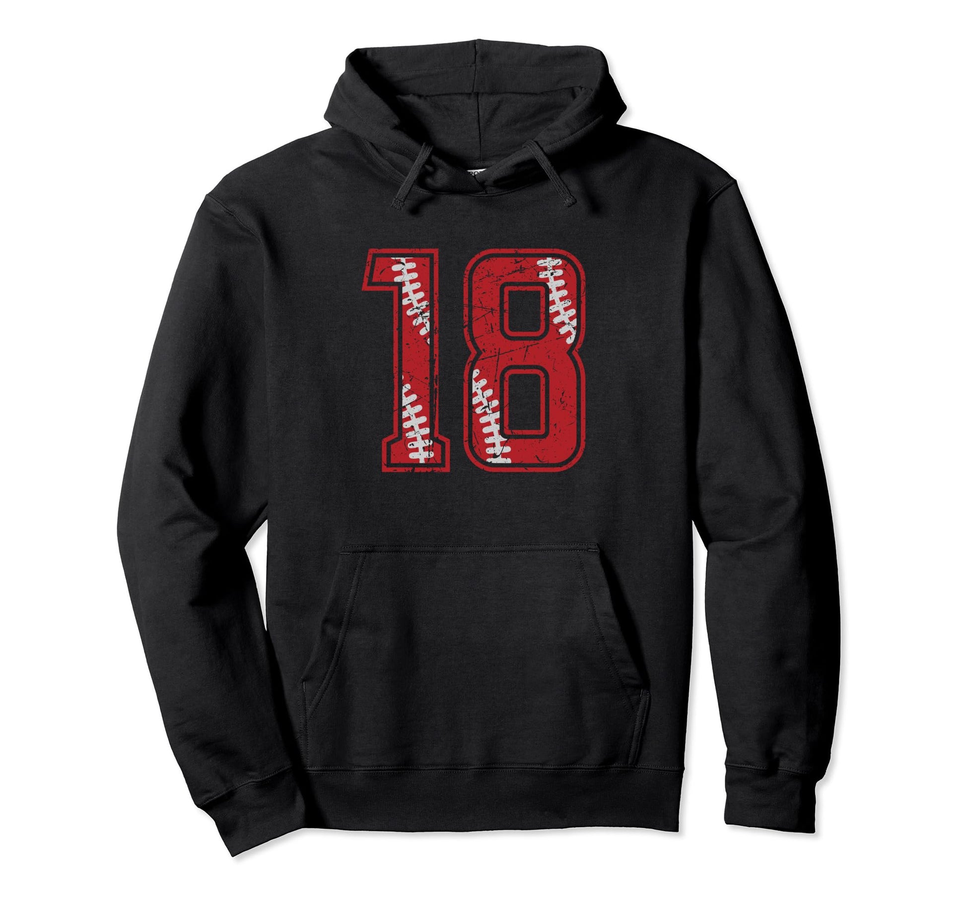 Number 18 Distressed Baseball Hoodie - Casual Everyday Wear for Adults - T-Shirt, Sweatshirt, Hoodie