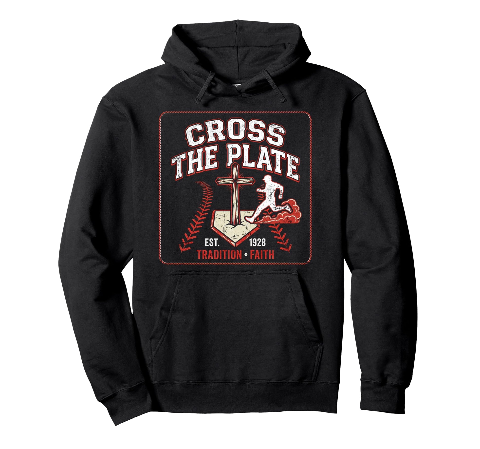 Cross Plate Christian Baseball Hoodie - Fun Novelty Design for Adults - T-Shirt, Sweatshirt, Hoodie