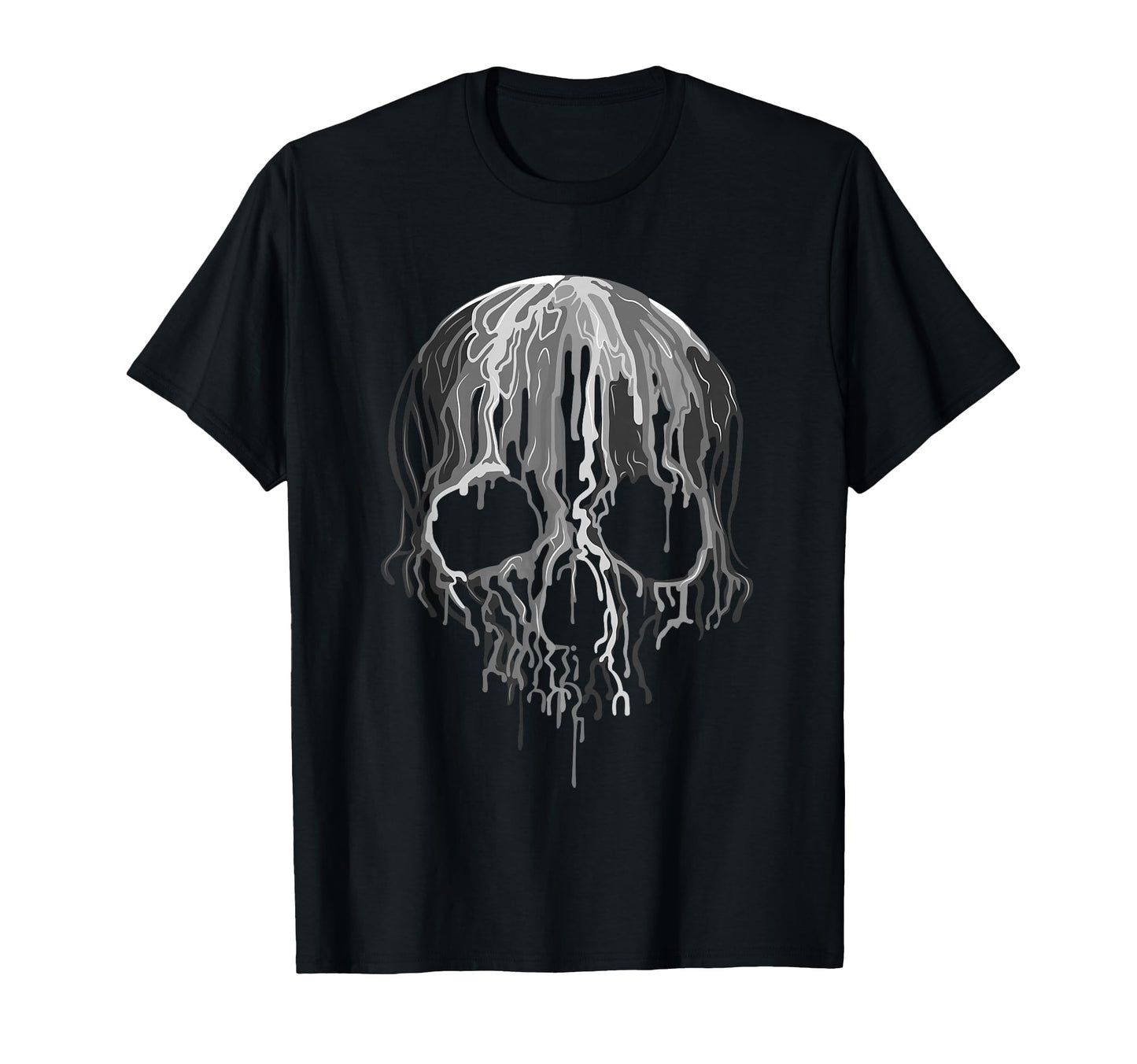 Melting Skull Black White Art Halloween T-Shirt - Unique Graphic for Adults - T-Shirt, Sweatshirt, Hoodie
