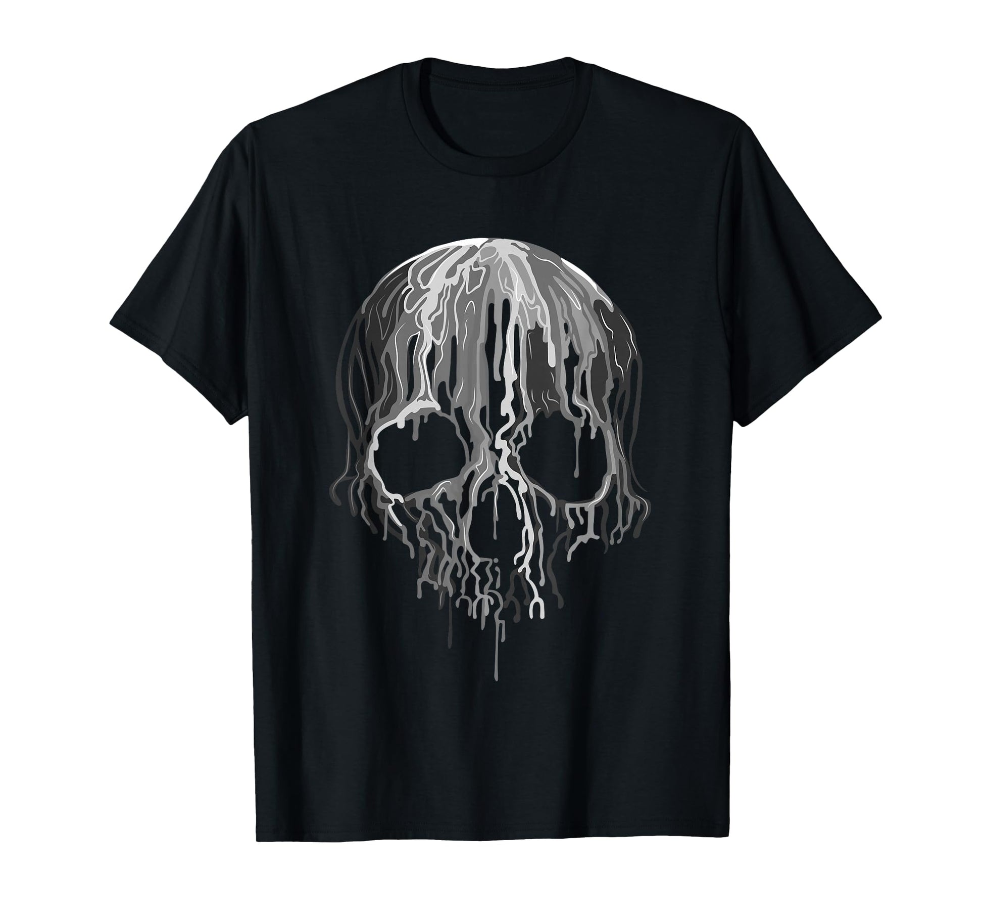 Melting Skull Black White Art Halloween T-Shirt - Unique Graphic for Adults - T-Shirt, Sweatshirt, Hoodie