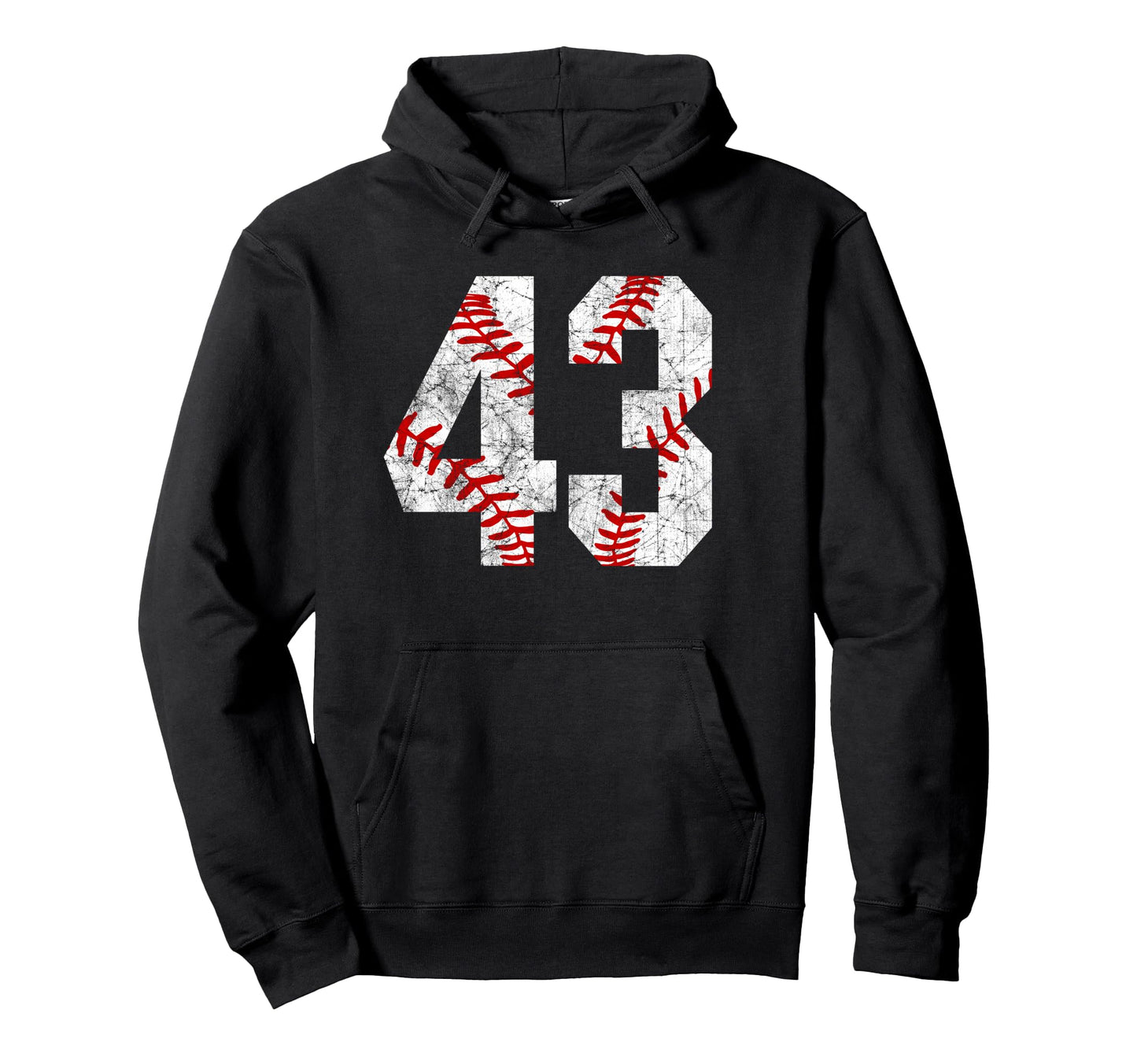 Distressed Baseball Number 43 Jersey Hoodie - Novelty Apparel Unisex - T-Shirt, Sweatshirt, Hoodie