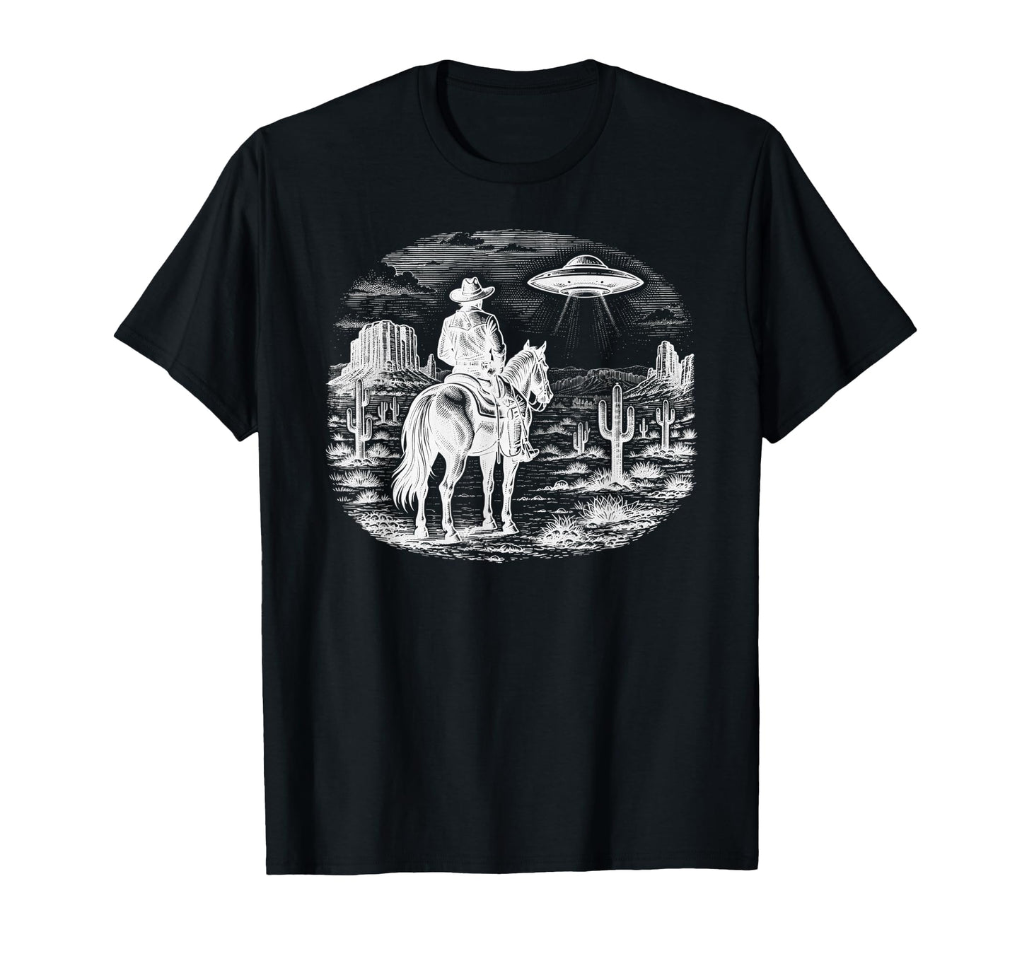 Horse Lover Ufo Western Cowboy Horse T-Shirt - Fun Novelty Design Unisex - T-Shirt, Sweatshirt, Hoodie