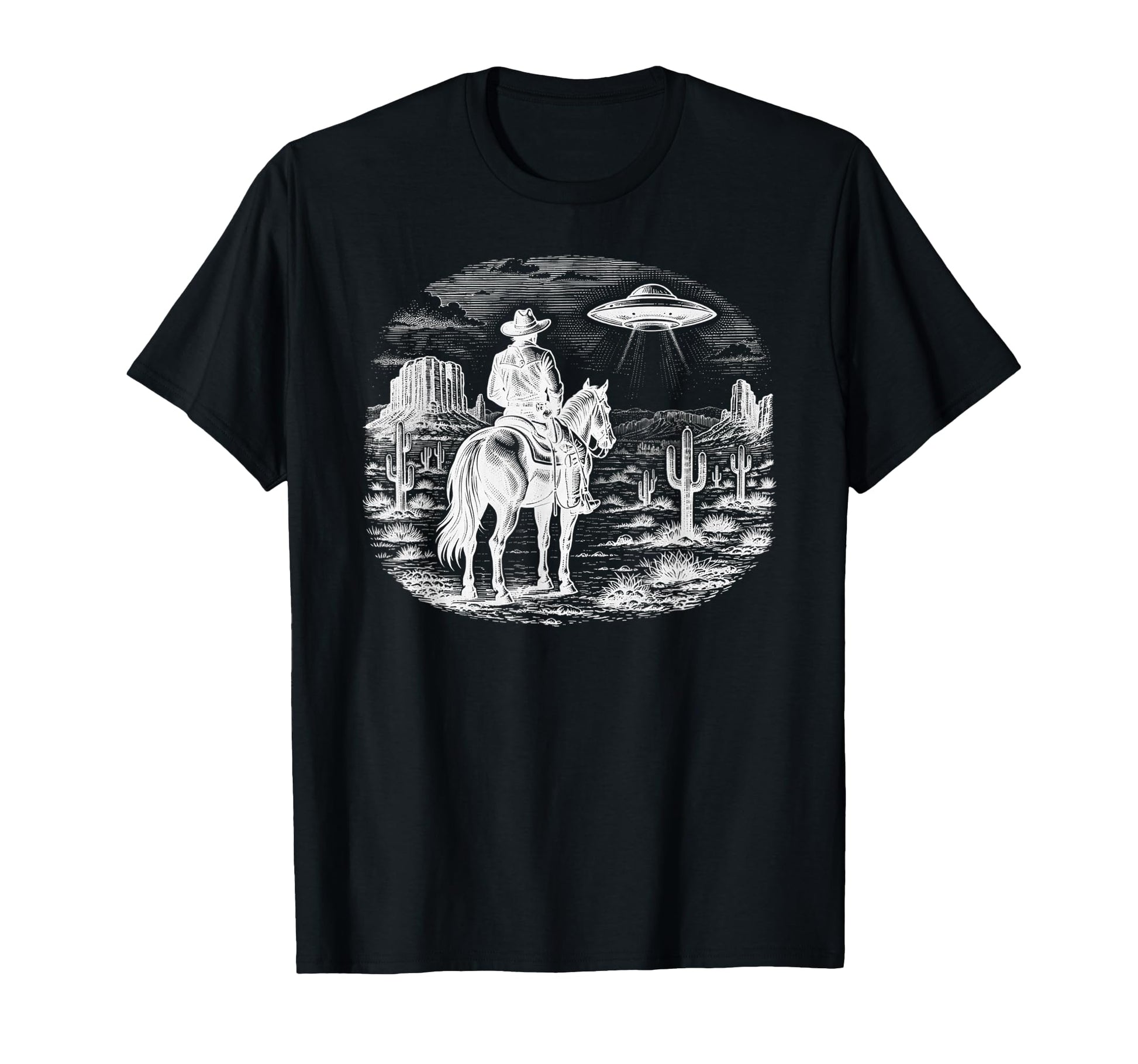 Horse Lover Ufo Western Cowboy Horse T-Shirt - Fun Novelty Design Unisex - T-Shirt, Sweatshirt, Hoodie