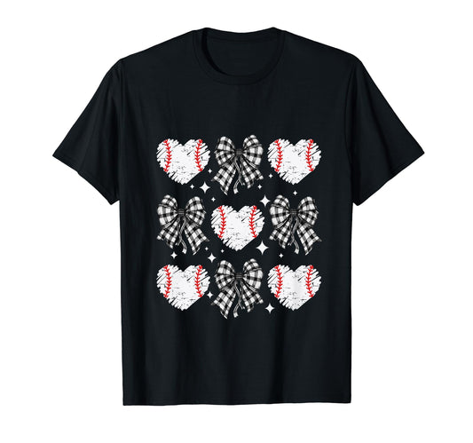 Baseball Coquette Bow Baseball Heart T-Shirt - Novelty Apparel Unisex - T-Shirt, Sweatshirt, Hoodie