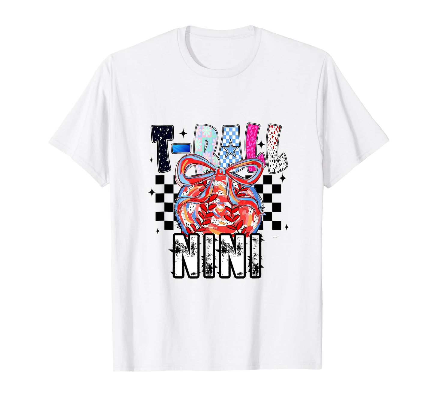 T Ball Baseball Checkered Nini T-Shirt - Aesthetic Graphic Unisex - T-Shirt, Sweatshirt, Hoodie