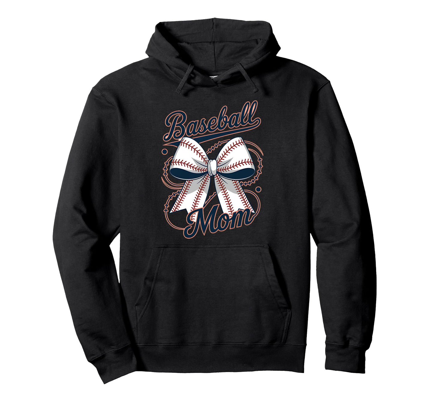 Baseball Mom Coquette Bow Hoodie - Novelty Apparel for Adults - T-Shirt, Sweatshirt, Hoodie